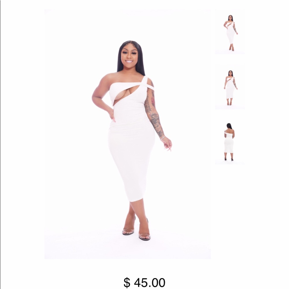 White Stretch Cut Out Dress from JadoreFancy